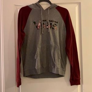 Vans Grey & Maroon Foral Lettered Sweatshirt